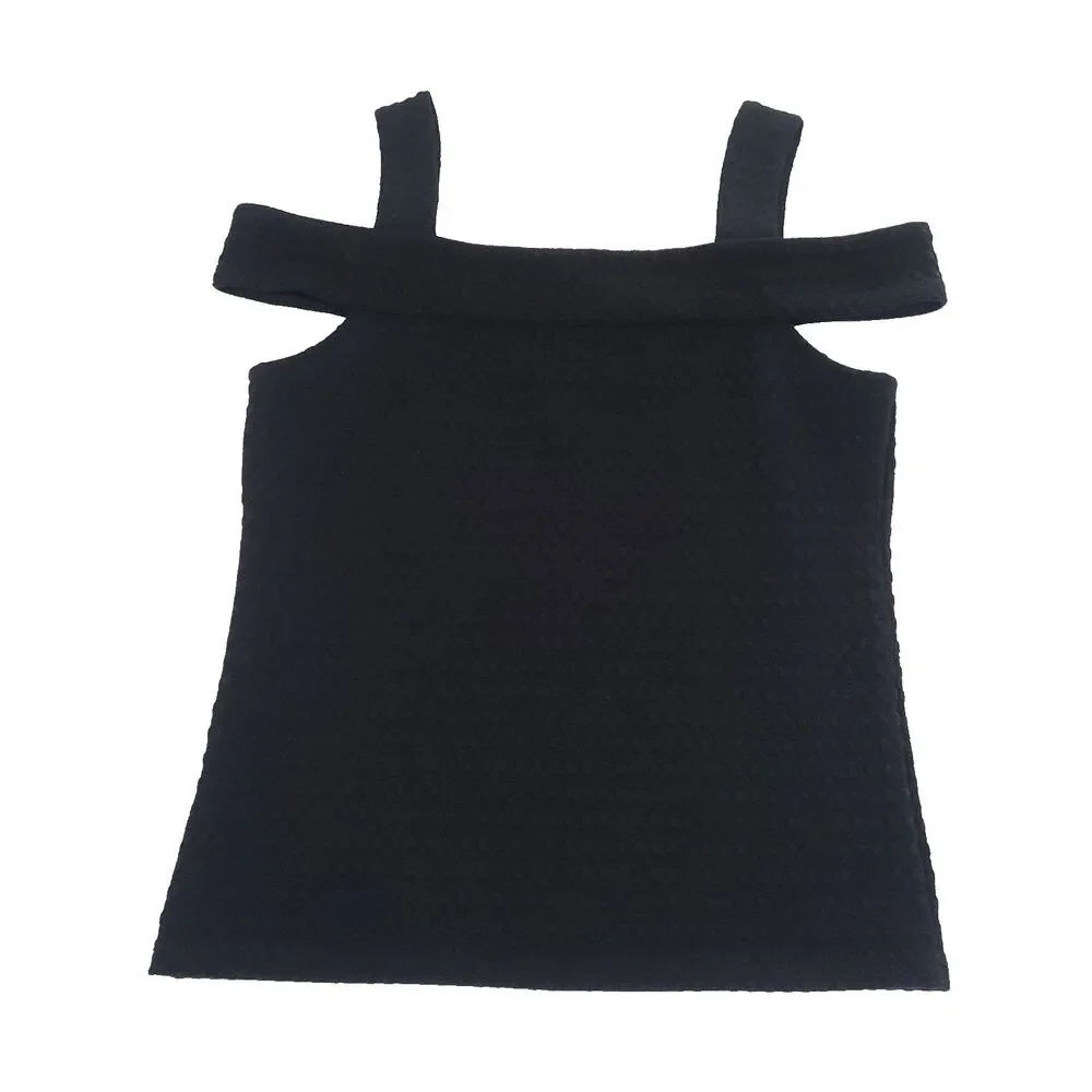 Textured Knit Square‎ Neck Michael Kors Top M Black Chunky Straps Career Goth